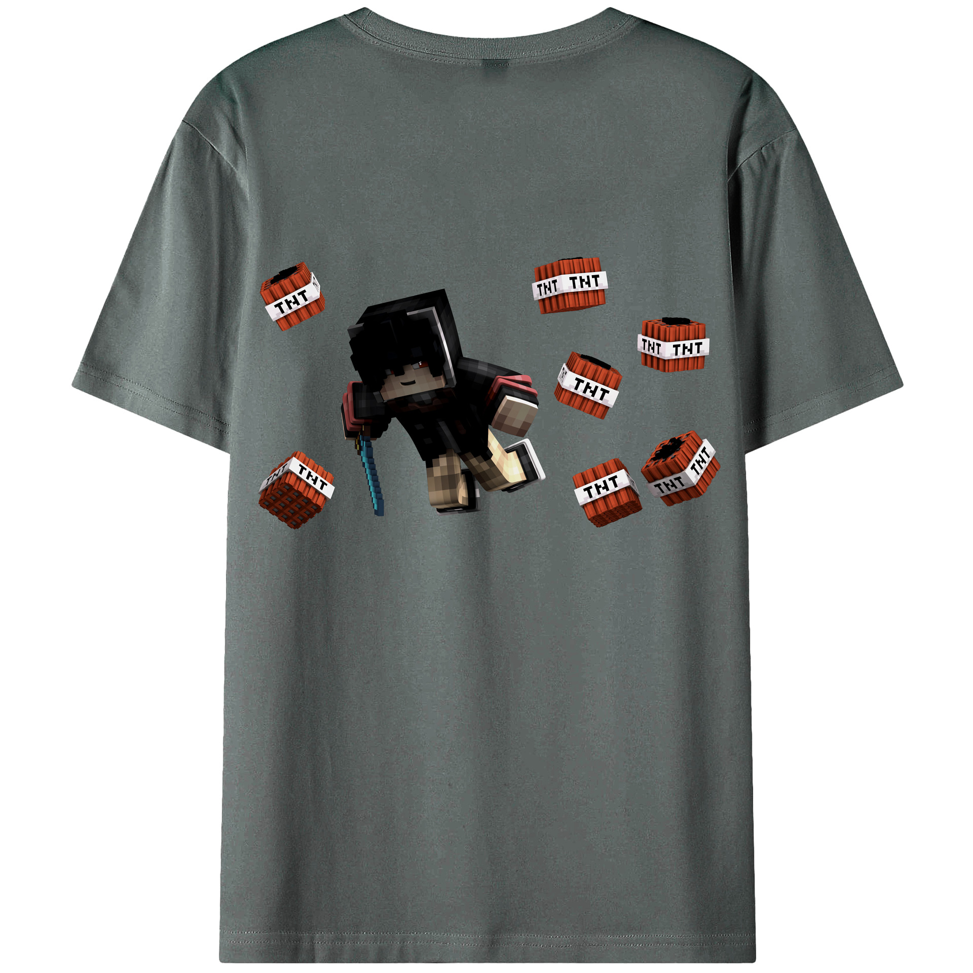 （画像用） マインクラフト ブロックの世界 Minecraft MC Block world 綿100％ メンズ半袖Tシャツ（バックプリント） 通気性